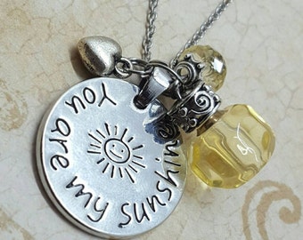 You Are My Sunshine | Charm Necklace w/Fillable Crystal | Memory Keeper | Cremation Jewellery | Urn Jewelry | 5 Color Choices w/Fill Kit