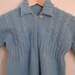 Vintage 1930's Toddlers' Hand Knit Blue Wool Onesie Coveralls Footies Matching Cap Sz 2T 3T
