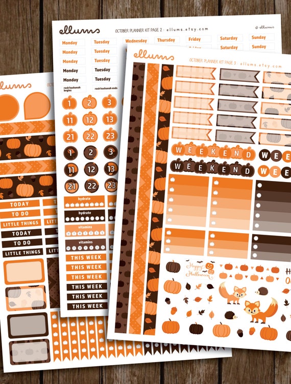 October Planner Stickers PRINTABLE Instant Download