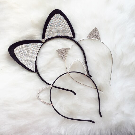 Silver Crystal Cat Ear Crystal ears Crystal headband