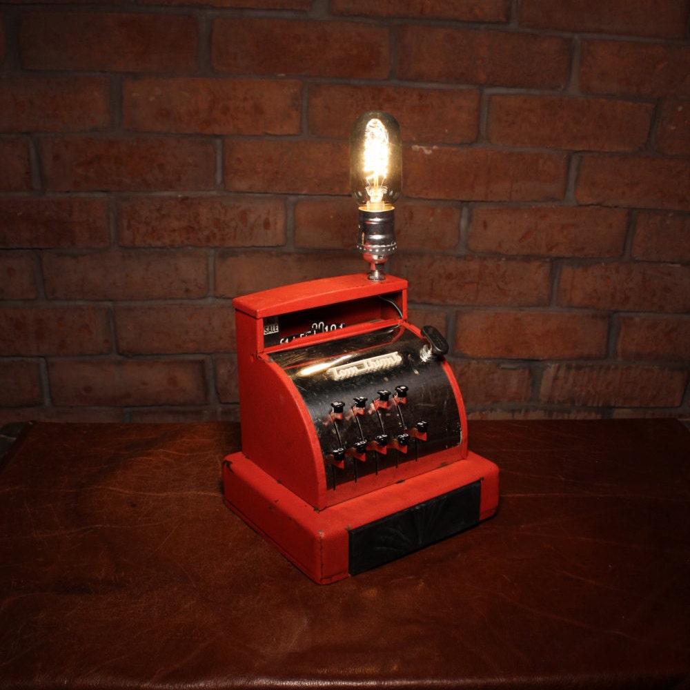 Small Table Lamp Cash Register Lamp by Lightenstein on Etsy