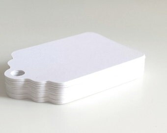 Blank white hang tags, price tags, item labels, gift tags, tags for products
