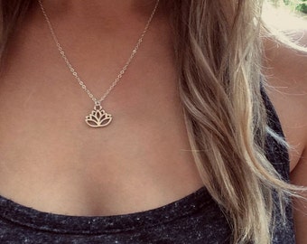 NEW Lotus Necklace, Silver Lotus Necklace, Lotus Choker, Lotus Jewellery, Lotus Jewelry, Gift for Her, Hippie Gift, Yoga Zen Jewellery