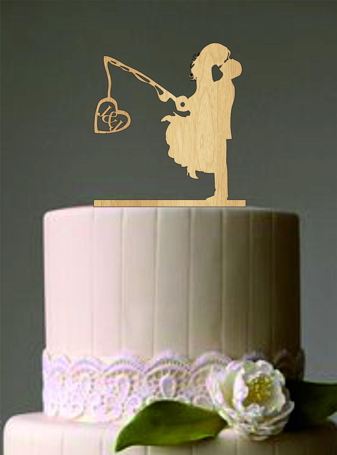 Download Unique Wedding Cake Topper Wedding Couple Fishing Pole Heart