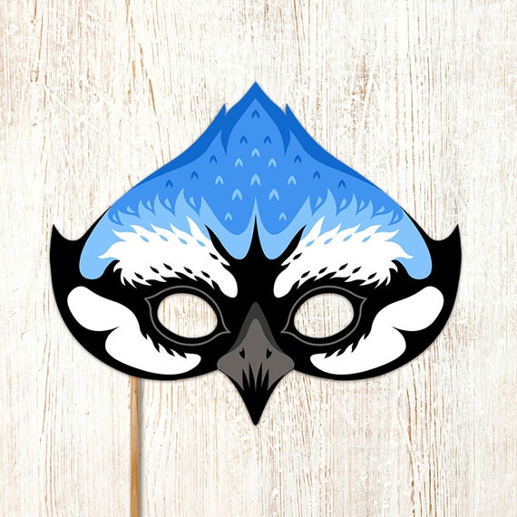 Blue Jay Bird Mask Printable Animal Masks Paper by LMEprintables