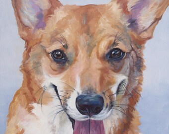 Custom Pet Portrait Hand-painted in Oil on Wood Panel