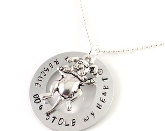 Dog necklace, rescue dog necklace, aluminum washer necklace, fur baby necklace, hand stamped for dog lover, dog jewelry