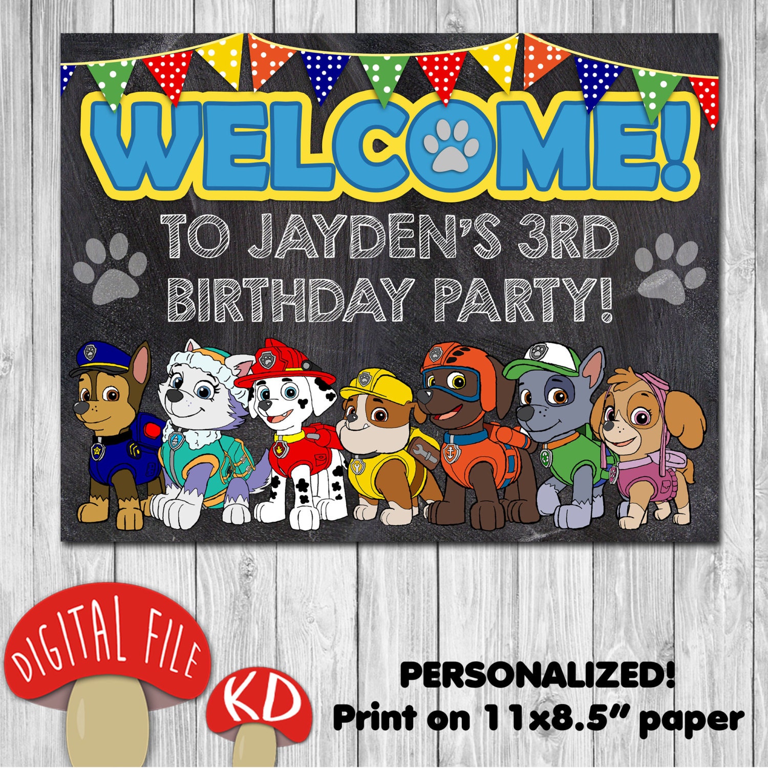 Printable Paw Patrol Birthday Party Poster by KinokoDesigns
