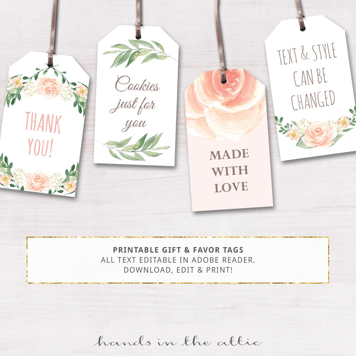 Printable baby shower labels editable gift tags by HandsInTheAttic