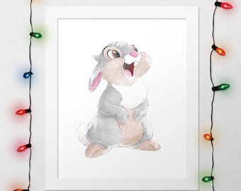 DISNEY THUMPER, Bambi Thumper, Bambi Rabbit, Disney Print, Bambi Friends, Watercolor, Disney Watercolor, Nursery, Disney, Digital Print
