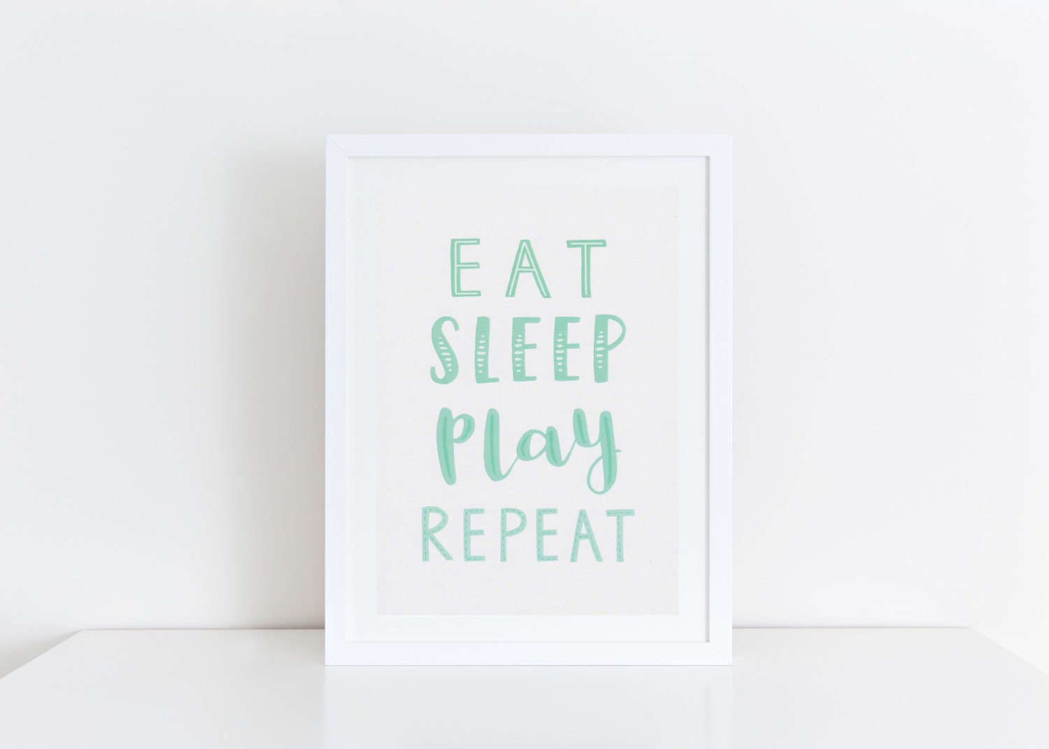 Green Nursery Print Eat Sleep Play Repeat Kids by violetandalfie