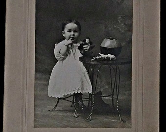 SALE Cabinet Card Child Playing with Toys