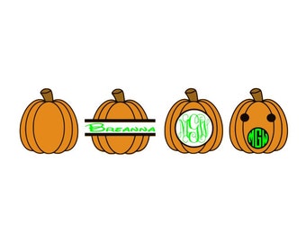 Pumpkin SVG Files Pumpkin Monogram Svg Pumpkin Monogram Frames SVG DXF Silhouette Studio Png Eps Pdf Jpg Ai Silhouette Cameo, Cricut