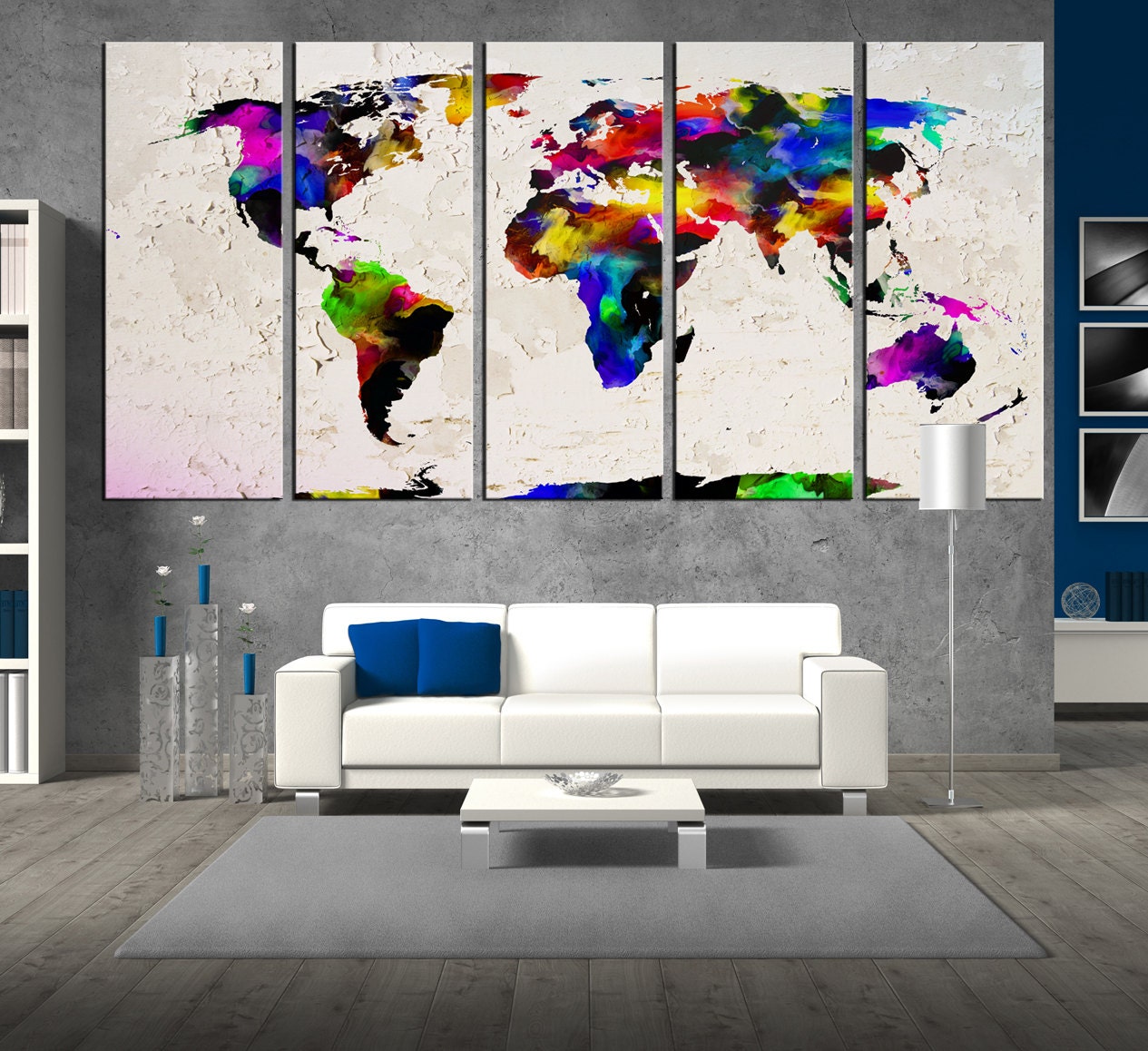 large canvas print World Map wall art Large wall by ArtCanvasShop