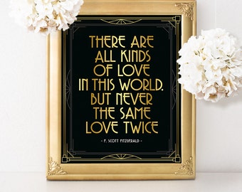 Great Gatsby party decorations, F. Scott Fitzgerald quote poster, love quote sign, romantic wedding sign, 1920s party decor, home decor