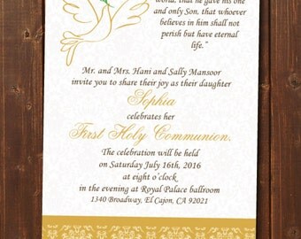 Printable First Holy Communion Invitation/E-Card/First Holy