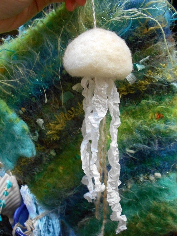 Needle Felted Jellyfish Ornament by AStrollThroughTime on Etsy