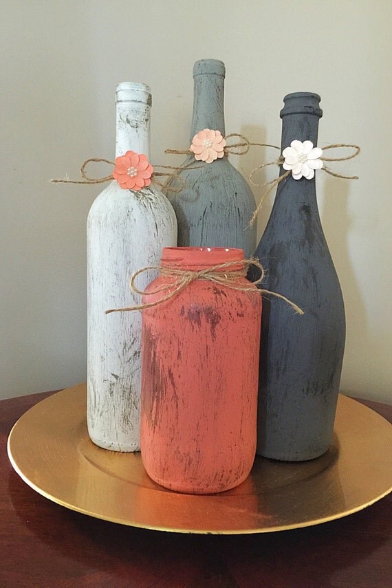 Wine Bottle Centerpiece Bridal shower decor dining room