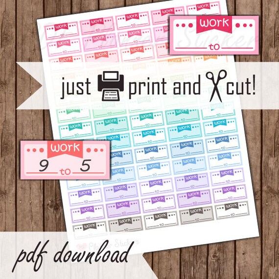 Work Planner Stickers Work Schedule Stickers Printable