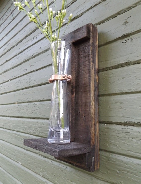 Rustic Vase Sconce. Wood Wall Sconce. Wall by OurWoodsCreations