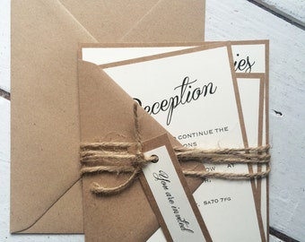 Rustic Wedding Invitation Suite Ivory Brown And Twine Rustic Wedding Invitation Suite Ivory Brown And Twine