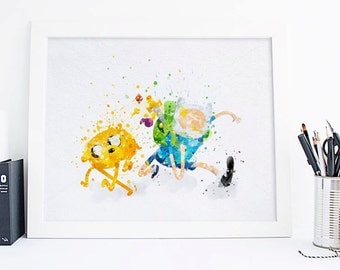 Adventure Time poster Watercolor Adventure Time print Jake and Finn Art Print, nursery wall decor, watercolor print, Adventure Time Poster