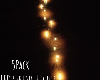 5 LED String Lights, Wedding Lights, Wedding Centerpiece, fairy lights, vintage lights, wedding mason jars, rustic lighting, firefly lights