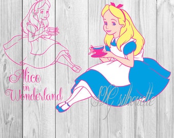 Alice in Wonderland SVG Cutting file, Clipart, Vector,Vinyl design, Pattern, png, svg, eps, dxf files for Silhouette, Cricut