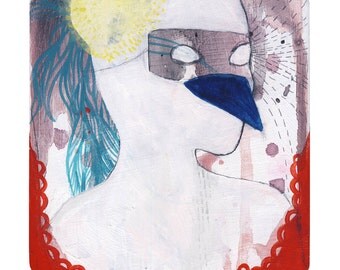 Visage - Acrylic Painting, Archival Print, Illustration, Home Decor