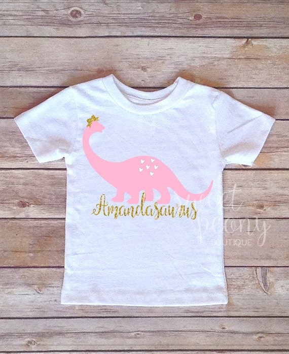 Toddler Girl Pink Dinosaur T-shirt Kid's by SweetPeonyBoutique