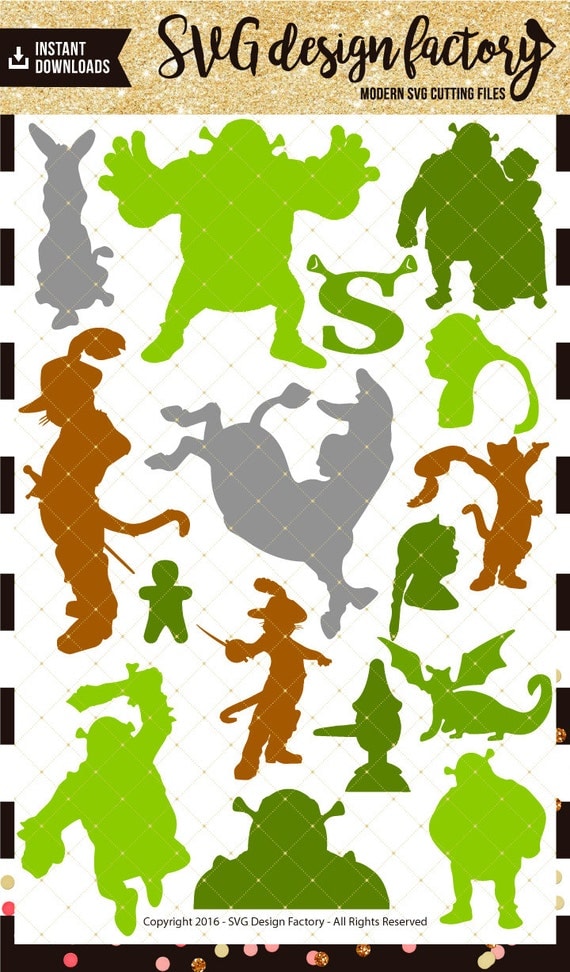 Shrek Fiona Silhouettes Design SVG DXF PNG Eps by SvgDesignFactory