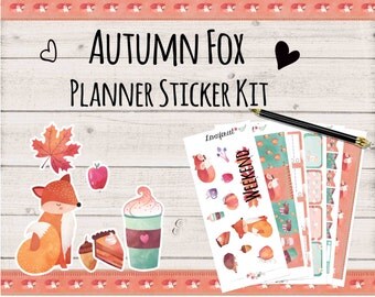 Fox planner sticker kit, fall planner stickers kit, November planner, SK010
