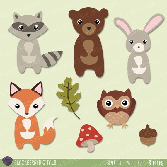 Woodland Animals Clipart Set woodland animals clip art