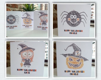 Personalised Halloween Card, Halloween Spider Card, Halloween Witch Card, Halloween Pumpkin Card, Personalised Card, Halloween Cards