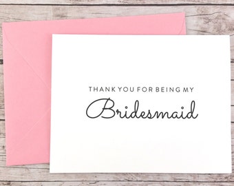 Thank You For Being My Bridesmaid Card, Bridesmaid Thank You Card, Wedding Card, Bridesmaid Gift - (FPS0016)