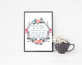 Winnie the Pooh Printable / How Lucky Am I / Wedding Quote Print / Winnie the Pooh Quote / Digital Download Printable / Gallery Wall Decor