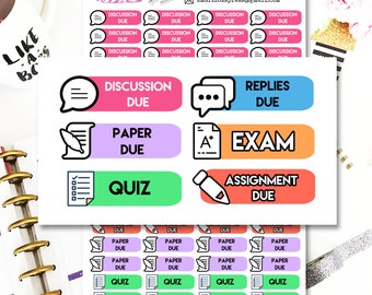 C01 | College School Planner Stickers | Erin Condren Stickers | Happy Planner Stickers | Exam Test Stickers |