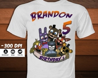 Five Nights At Freddy Birthday Boy Iron on Transfer Shirt-Printable FNAF T-Shirt-FNAF birthday party decoration-Instant DIGITAL Download