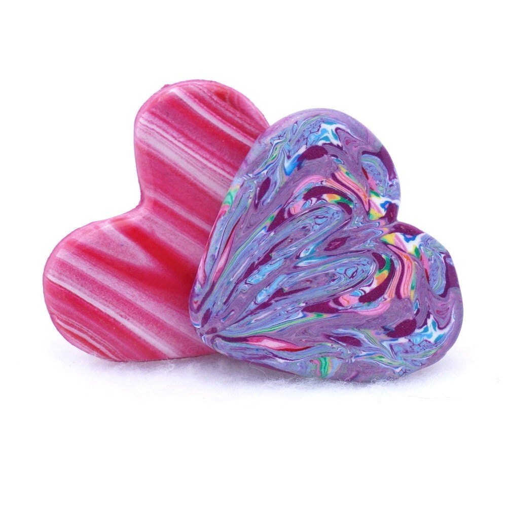 Polymer Clay Brooch Small Handmade Purple Heart Polymer Clay
