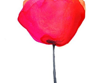 Red and orange watercolor flower art print: "Mexican Paper Flower"