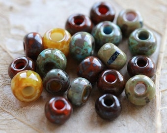 SEED BEAD MIX No. 5236 .. 20 Picasso Czech Glass Seed Beads Size 2/0-3/0 (5236-20)