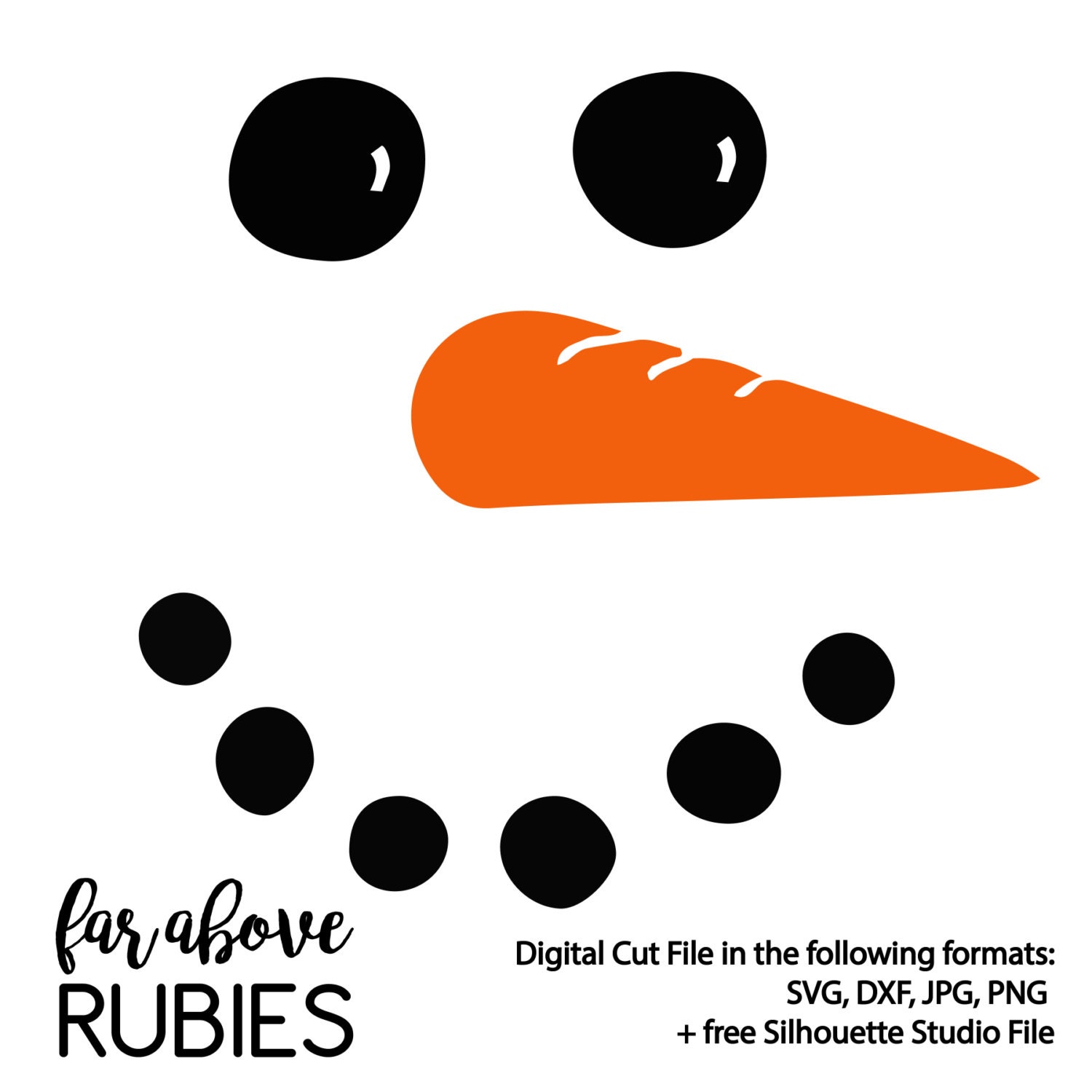 Download Snowman Face with Carrot Nose SVG & DXF Digital by ...