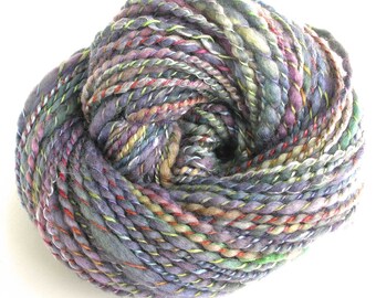 Handspun Yarn Hand Dyed Yarn BFL Wool Silk Bulky Yarn Boho Art Yarn Soft Chunky Yarn Silver Grey 138 yards Unique - Dew Drop