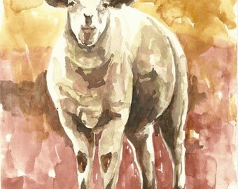 Little lamb original watercolor painting little lamb art lamb wall art children's room decor children's art sheep painting sheep art