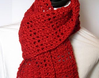 Red Scarf, Red Scarves, Gift for Her, Winter Scarf, Fall Scarf, Crochet Scarf, Crochet Scarves, Red Crochet Scarf, Red Crochet