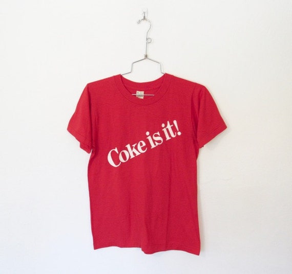 Vintage 1980s Coca Cola T-shirt / Red Coke Is It / 80s