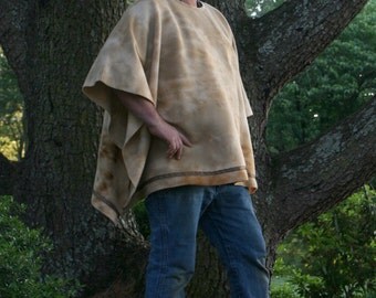 Beige Marble Fleece Poncho with Satin Trim Luke Skywalker Style