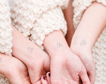 bridesmaid gift heart tattoos wedding temporary tattoos heart outline fake tattoos best friend tattoos wedding favors bridal party gifts