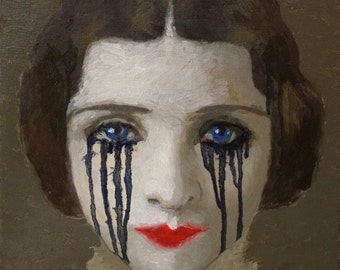 Crying Woman Art Beautiful Portrait Femme qui Pleure, Art Print of an original painting by Pojani, Ipalbus