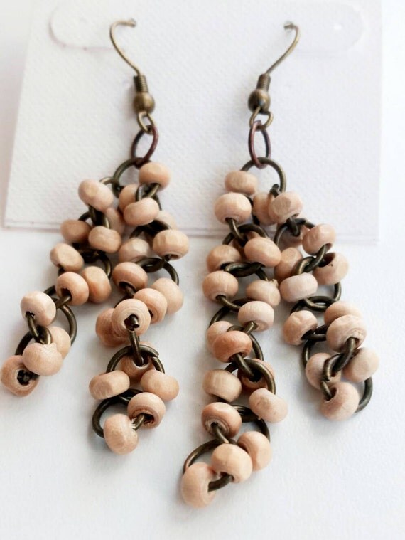 Dangle brown earrings brown bead earrings by SoulfulLeeYours